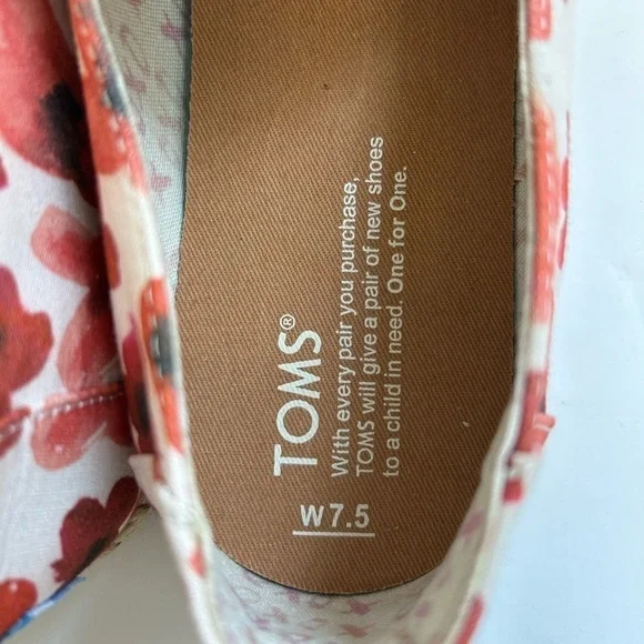Toms NWT Deconstructed Alpargata Rope Poppy Watercolor Floral Loafer Flats / 7.5 - Picture 8 of 9